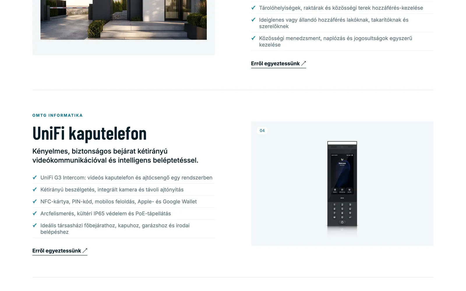 Részletes szolgáltatásleírás – kaputelefon